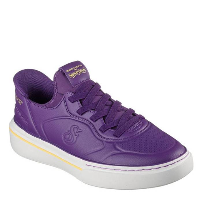 スケッチャーズ Skechers 【 Debossed Duraleather Slip On Runners Men Purple 】 メンズ Purple 紫・パープル