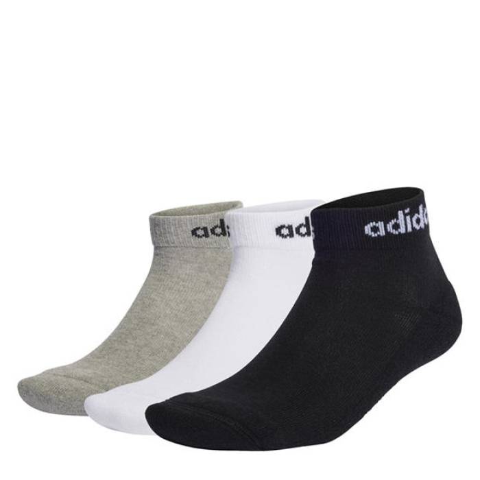 アディダス Adidas 【 Linear Ankle Cushioned Socks 3 Pairs Juniors Kids Black/Wht/Grey 】 ソックス・靴下 ジュニア キッズ 黒色 ブラック 灰色 グレー