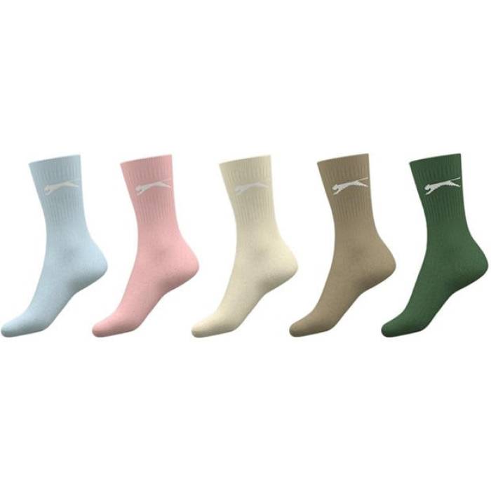 Slazenger 【 5 Pack Crew Socks Ladies Women Colours 】 クルー ソックス・靴下 レディース