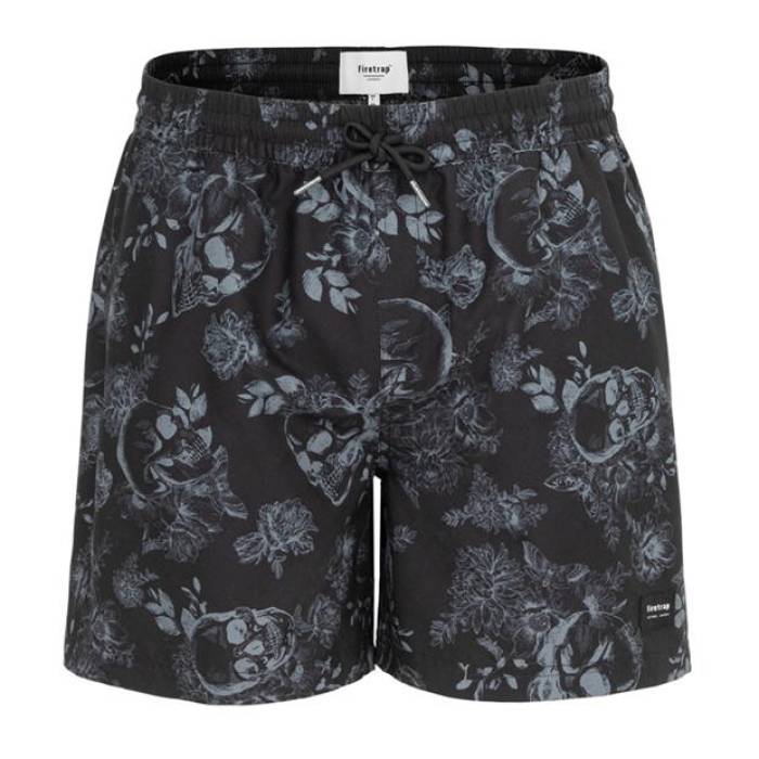Firetrap 【 Aop Swim Shorts Sn53 Men Black 】 ショーツ メンズ 黒色 ブラック