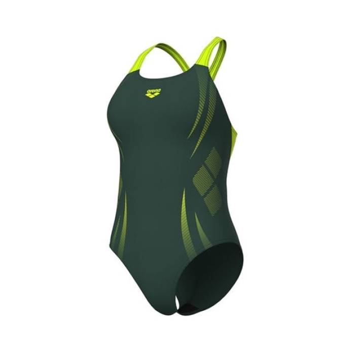 競技場 Arena 【 Poseidonia Swim Pro Back Swimsuit Women Sage/Lime 】 労働者階級 水泳着 レディース 菩提樹