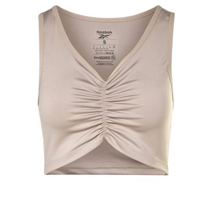 リーボック Reebok 【 Studio Ruched Cropped Tank Top Womens Women Boulder Grey 】 スタジオ タンクトップ レディース レディース 灰色 グレー