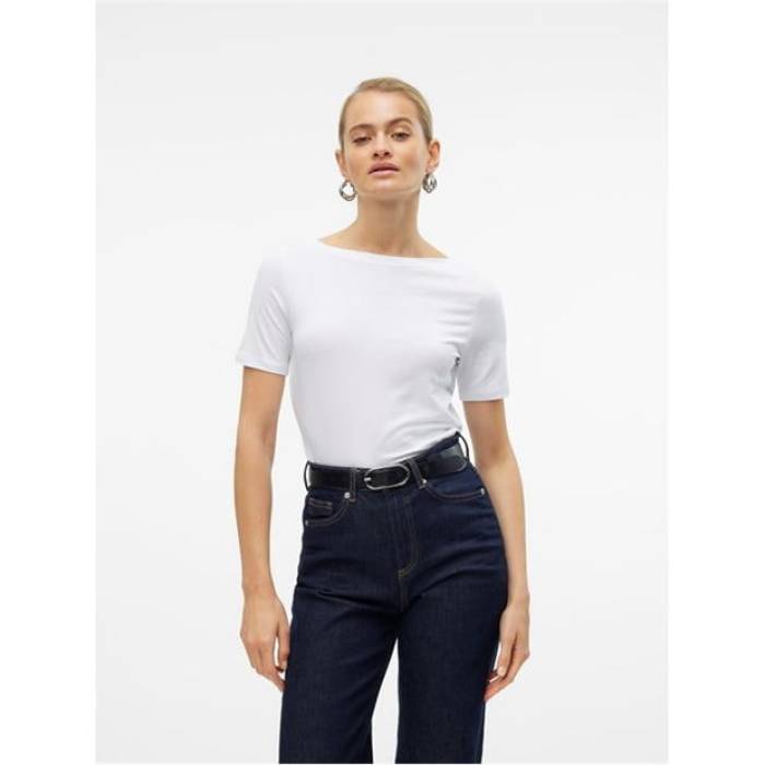 ヴェロモーダ Vero Moda 【 Modal Short-Sleeve Regular Fit T-Shirt Women Bright White 】 Tシャツ レディース 白色 ホワイト
