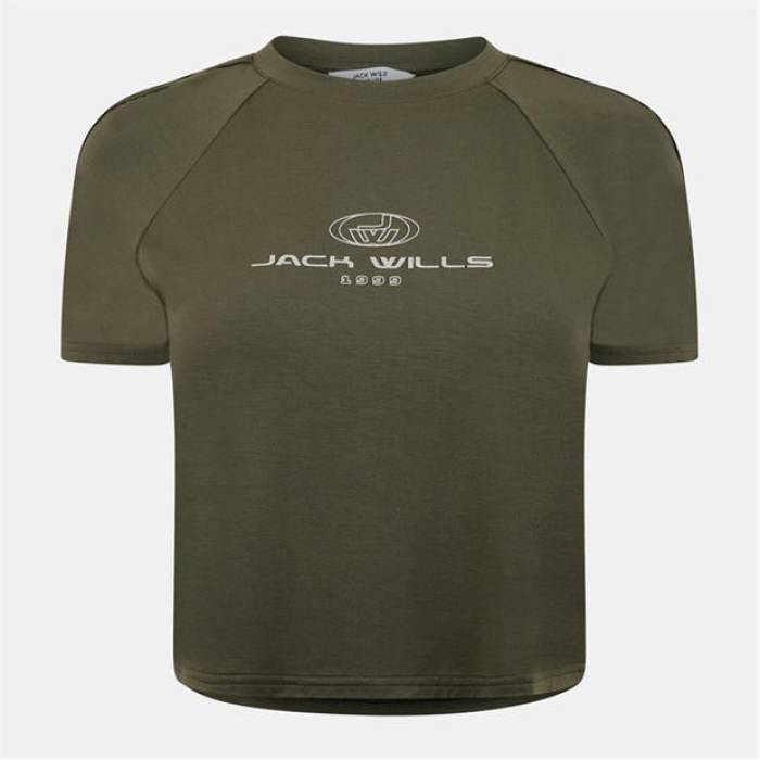ジャック ウィルス Jack Wills 【 Jw Branded Ringer Slim Fit T-Shirt Women Khaki 】 slim スリム Tシャツ レディース カーキ