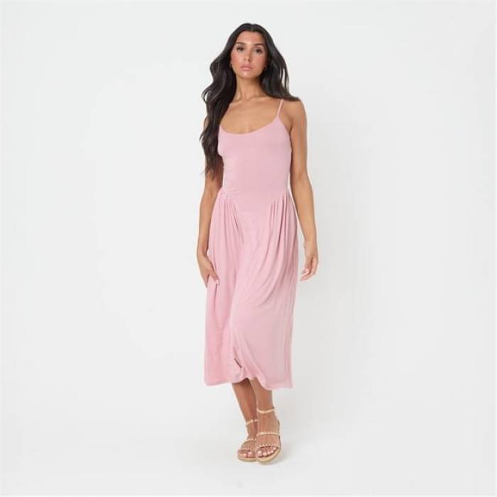 I Saw It First 【 Tie Back Midi Dress Women Pink 】 ネクタイ ドレス レディース pink ピンク