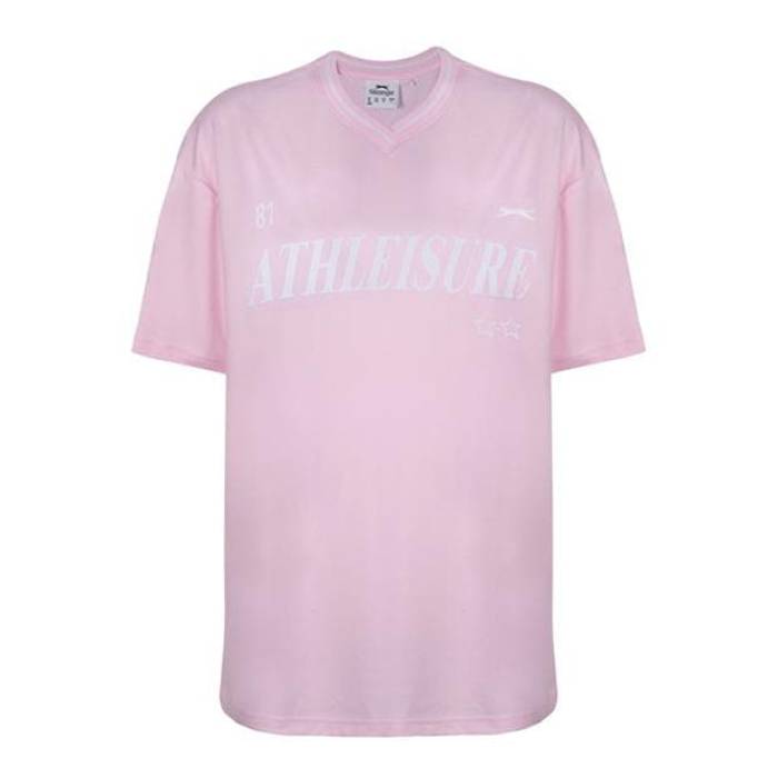 Slazenger 【 Slaz Football Oversized T-Shirt Women Pink 】 蹴球 プルオーバー レディース pink サクラ色