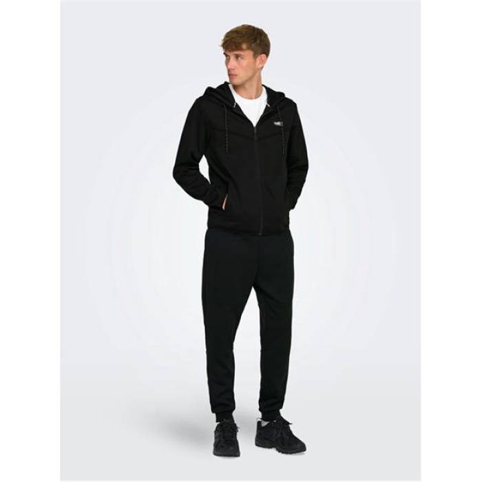 オンリー Only 【 Zip Hoodie Men Black 】 ジップフーディー メンズ 黒色 ブラック