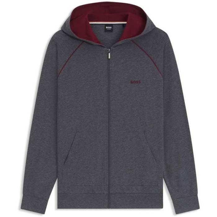 ボス Boss 【 Men's Mixmatch Zipped Hoodie, Full-Zip Closure Men Charcoal 010 】 メンズ フルジップ メンズ チャコール