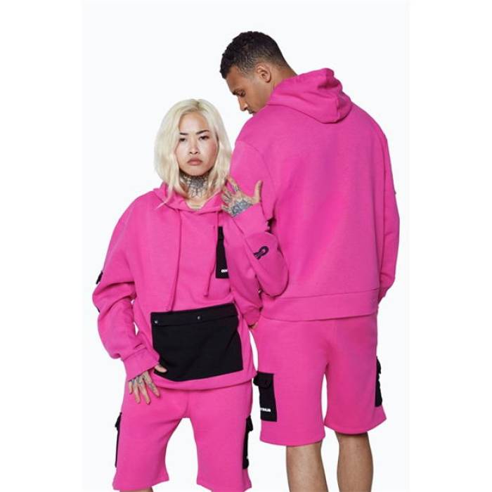 Hype 【 Cargo Pocket Hoodie Men Pink 】 積貨委託貨物 フーディー パーカー メンズ pink サクラ色 パーカー-トップス-メンズファッション