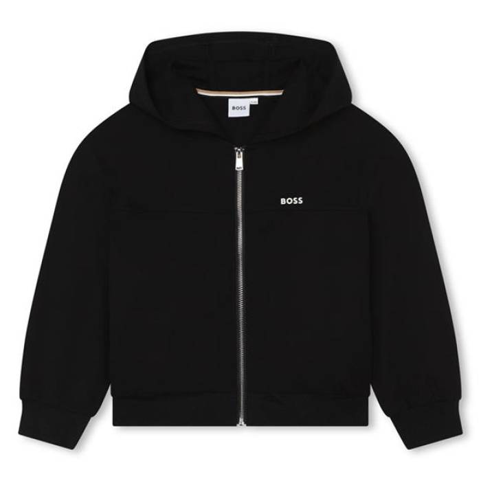 主任者 Boss 【 Kids Logo Zip Hoodie, Design Hoodie Kids Black 09B 】 ロゴタイプ フーディー パーカー お坊っちゃん キッズ 黒いこと 黒いこと