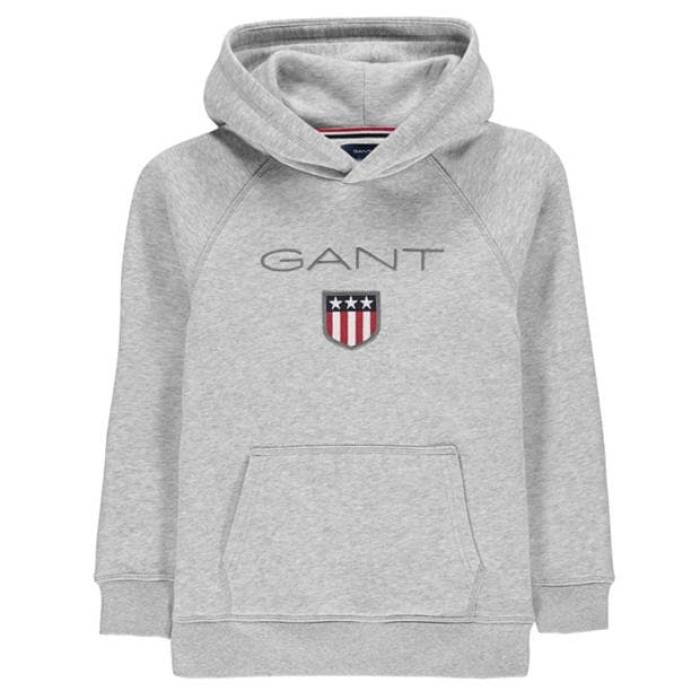 ガント Gant 【 Shield Logo Hoodie Kids Grey 094 】 ロゴタイプ フーディー パーカー お坊っちゃん キッズ 薄墨色 薄墨色