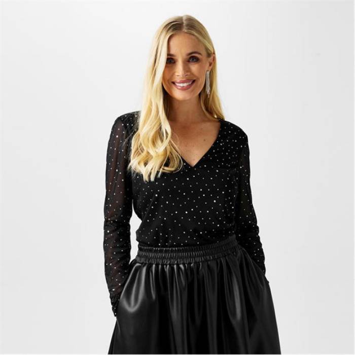 Biba 【 Sequin Mesh Top Women Black 】 レディース 黒色 ブラック