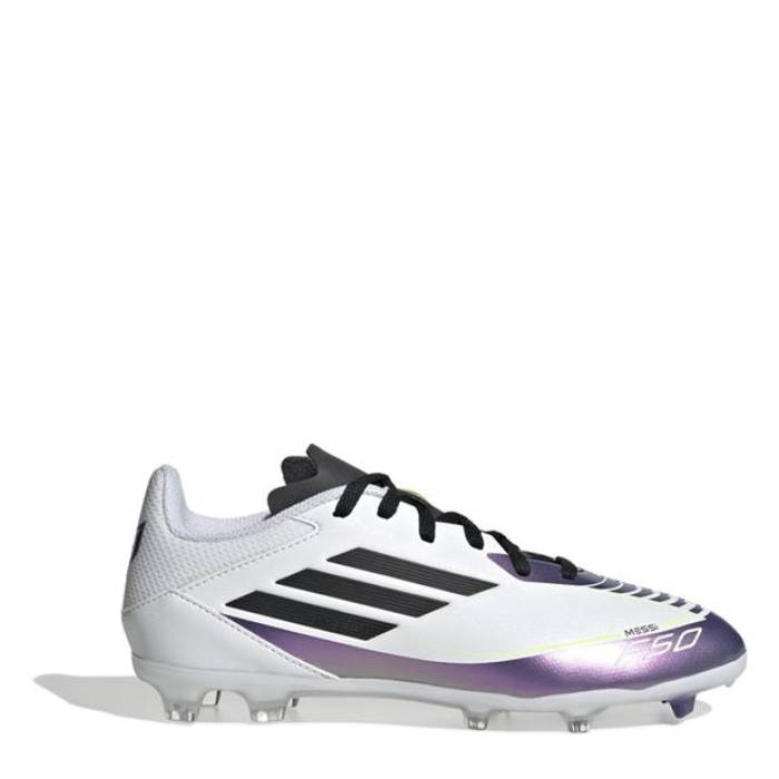 アディダス Adidas 【 F50 League Childrens Firm Ground Football Boots Kids White/Purple 】 フットボール ブーツ ジュニア キッズ 白色 ホワイト Purple 紫・パープル
