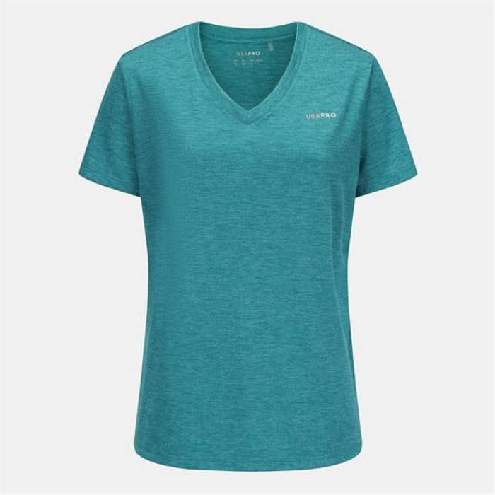 Usa Pro 【 Pro Tech V Tee Ladies Women Teal 】 プロ テック Tシャツ レディース