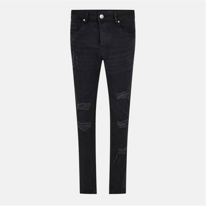 ブレイブソウル Brave Soul 【 Skinny Fit Jean With Knee Rips Men Charcoal 】 スキニー メンズ 濃灰色