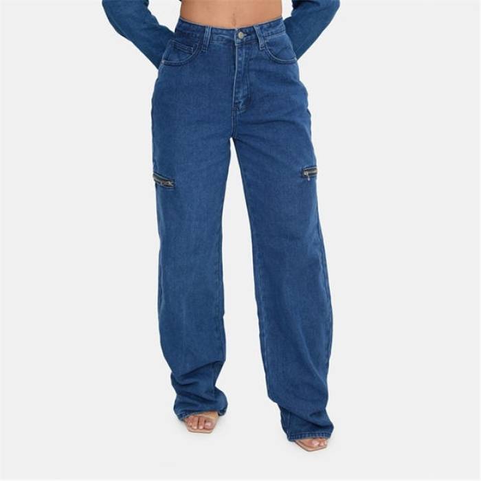 I Saw It First 【 Straight Leg Jeans Women Mid Blue 】 デニム レディース ミッド 青味 青み