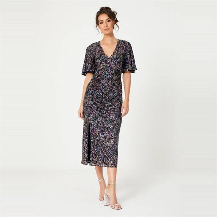 Be You 【 Sequin V-Neck Maxi Dress Women Multi 】 V素っ首 御召しもの レディース