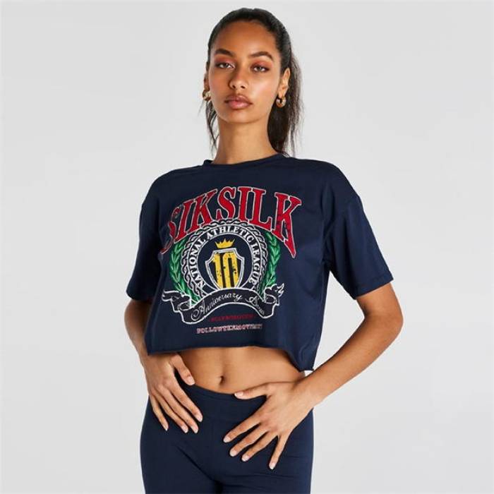 シックシルク Siksilk 【 Logo T-Shirt Womens Women Navy 】 ロゴタイプ ティーシャツ レディース レディース 紺色 米国海軍