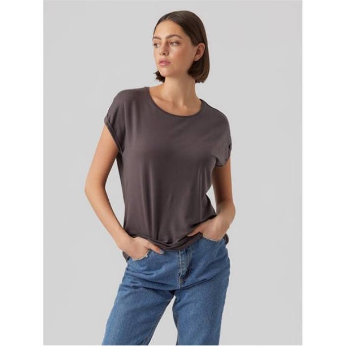 ヴェロモーダ Vero Moda 【 Vm Ava Plain Short Sleeve T-Shirt Womens Women Asphalt 】 Sleeve スリーブ Tシャツ レディース レディース