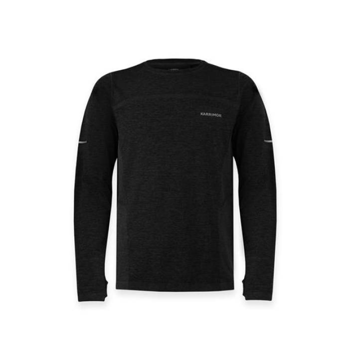 Karrimor 【 Xlite Running Long Sleeve Top Mens Men Black Marl 】 Sleeve 捩り メンズ メンズ 黒いこと 黒いこと