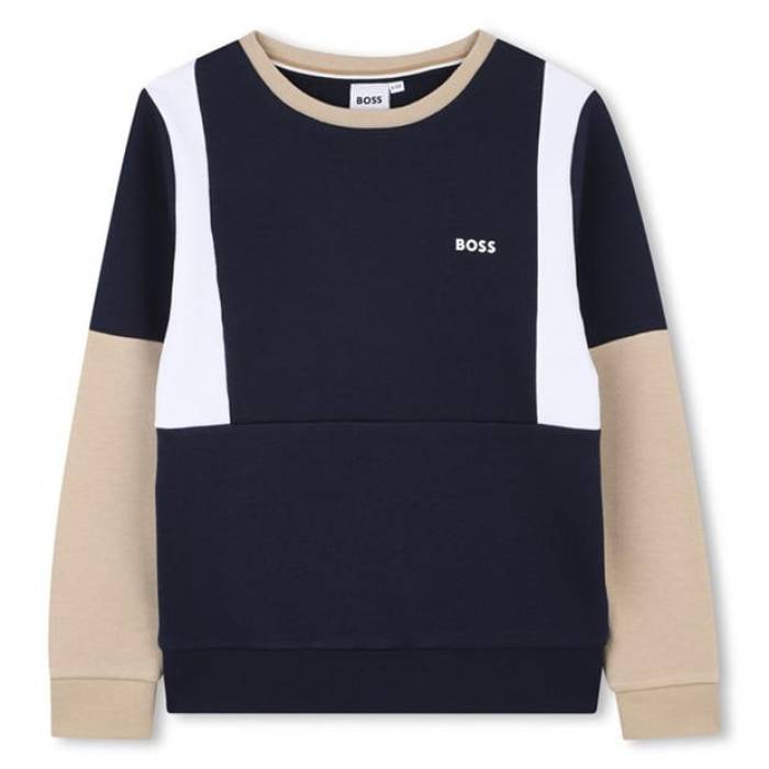 主任者 Boss 【 Kids Colour Block Sweatshirt, Design Sweatshirt Kids Navy 849 】 汗水 調教師 お坊っちゃん キッズ 紺色 米国海軍