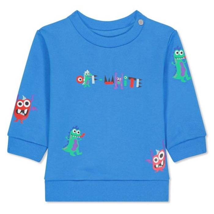 Off White 【 Kids Monster Crew Sweater Unisex Blue 】 労働者の一団 調教師 ユニ一発やる 青碧 青碧