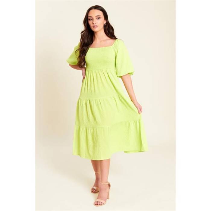 Be You 【 Shirred Midi Dress Women Lime 】 ドレス レディース ライム