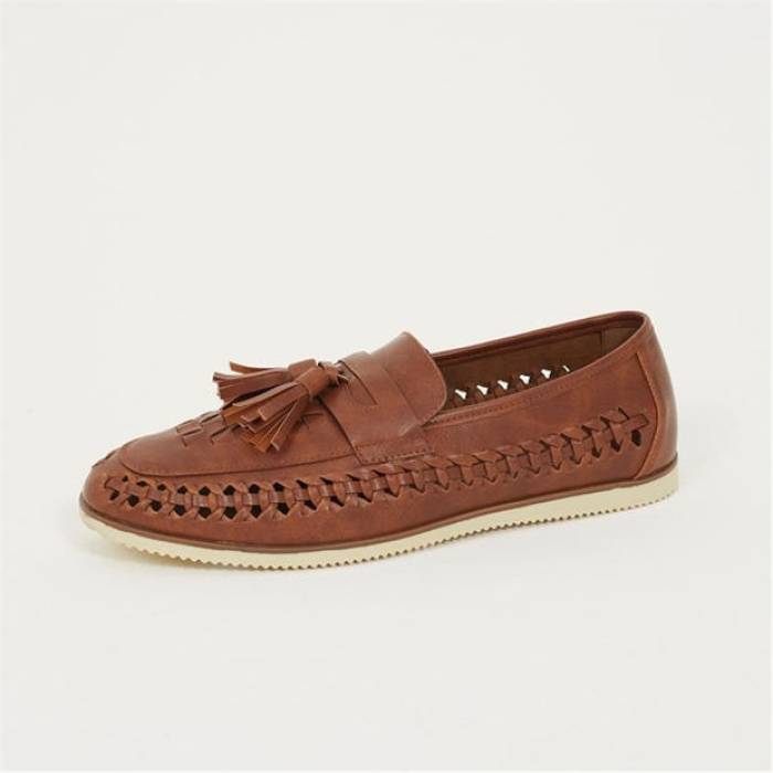 ブレイブソウル Brave Soul 【 Mens Faux Leather Woven Loafer Men Tan 】 メンズ レザー Woven ウーブン ローファー シューズ メンズ