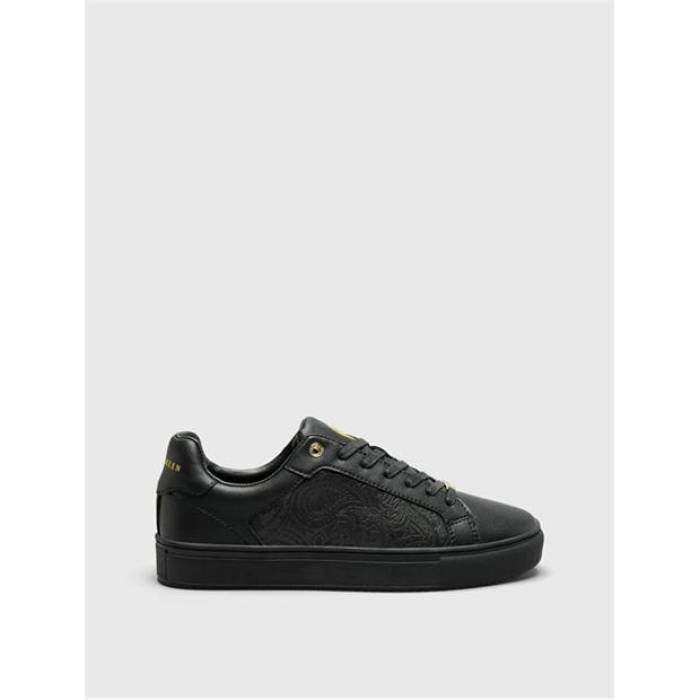 プリティーグリーン Pretty Green 【 Men\u0027s Cali Paisley Low-Top Trainers Men Black 】 メンズ シューズ スニーカー メンズ 黒いこと 黒いこと スニーカー-靴