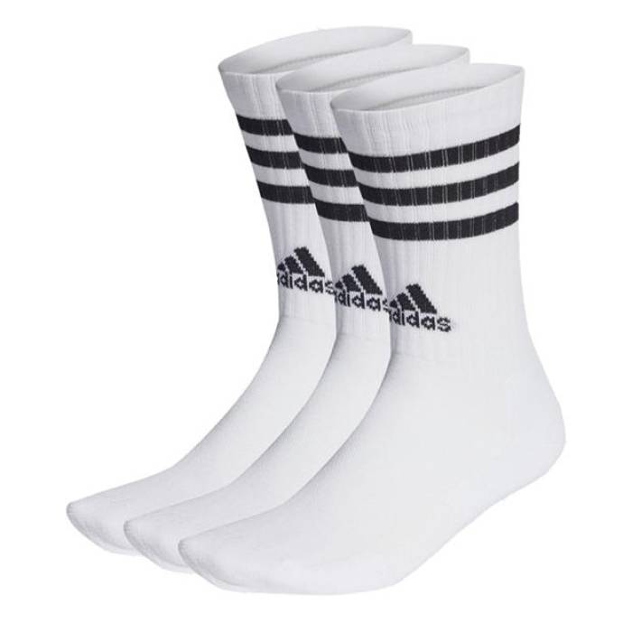 アディダス Adidas 【 3-Stripes Cushioned Crew Socks 3 Pairs Kids White/Black 】 クルー ソックス・靴下 ジュニア キッズ 白色 ホワイト 黒色 ブラック|スニケス