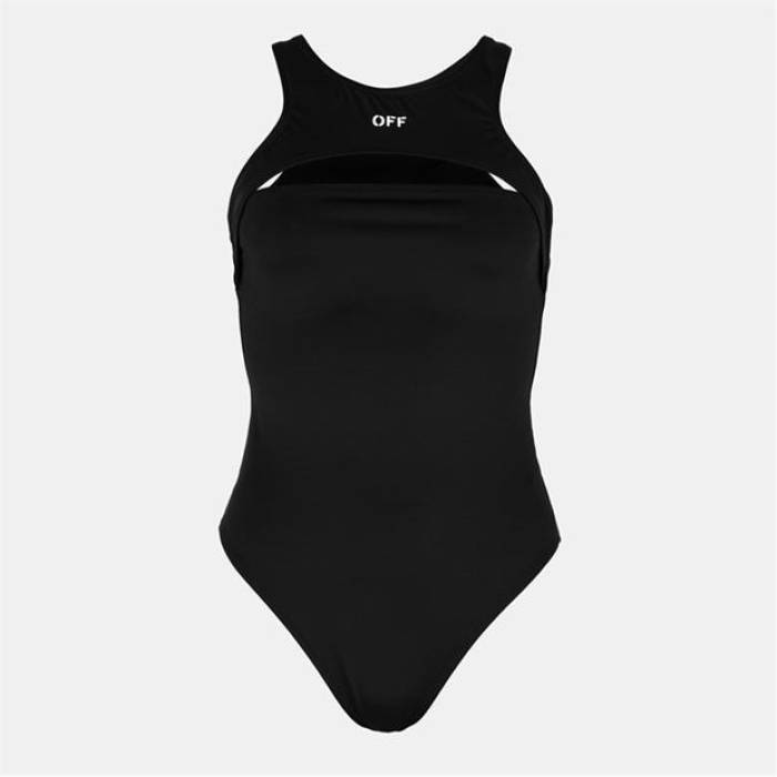 Off White 【 Women's Cut Out Swimsuit, Strategically Placed Cutouts Women Black/White 】 レディース レディース 黒色 ブラック 白色 ホワイト