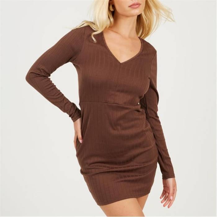 ブレイブソウル Brave Soul 【 Long Sleeve Mini Dress Women Deep Taupe 】 Sleeve スリーブ ドレス レディース ディープ
