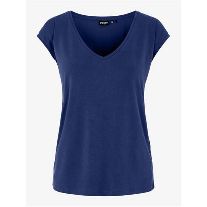 ピーシーズ Pieces 【 Regular Fit Knitted T-Shirt Women Bellwether Blue 】 ティーシャツ レディース 青碧 青碧