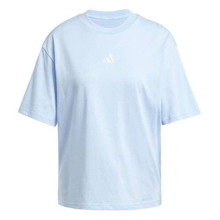 アディダス Adidas 【 Essentials 3 Stripe T-Shirt Womens Women Glow Blue 】 Stripe 縞模様 プルオーバー レディース レディース 青味 青み