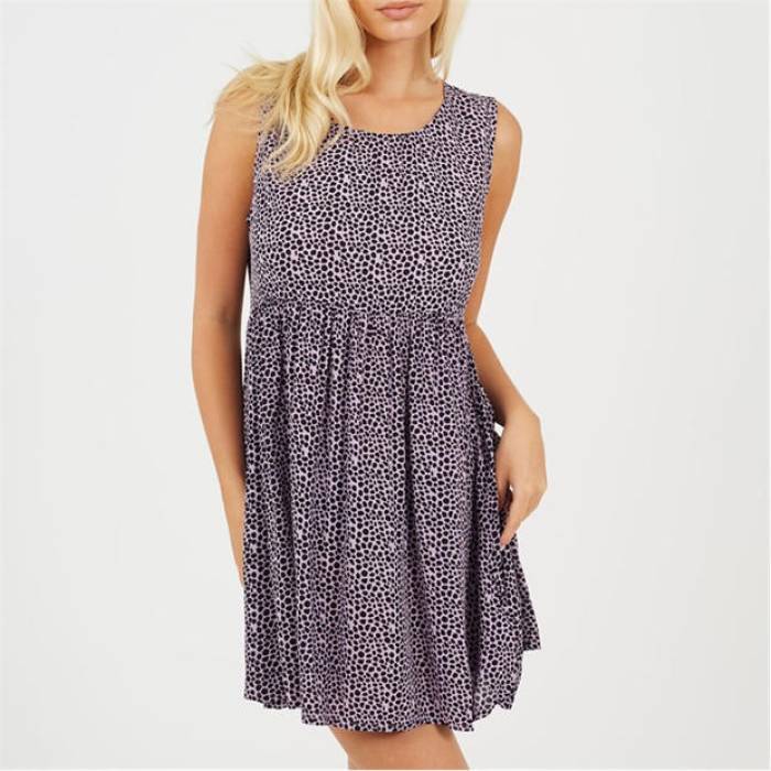 ブレイブソウル Brave Soul 【 Smock Dress Ld99 Women Lilac/Black 】 御召しもの レディース 黒いこと 黒いこと