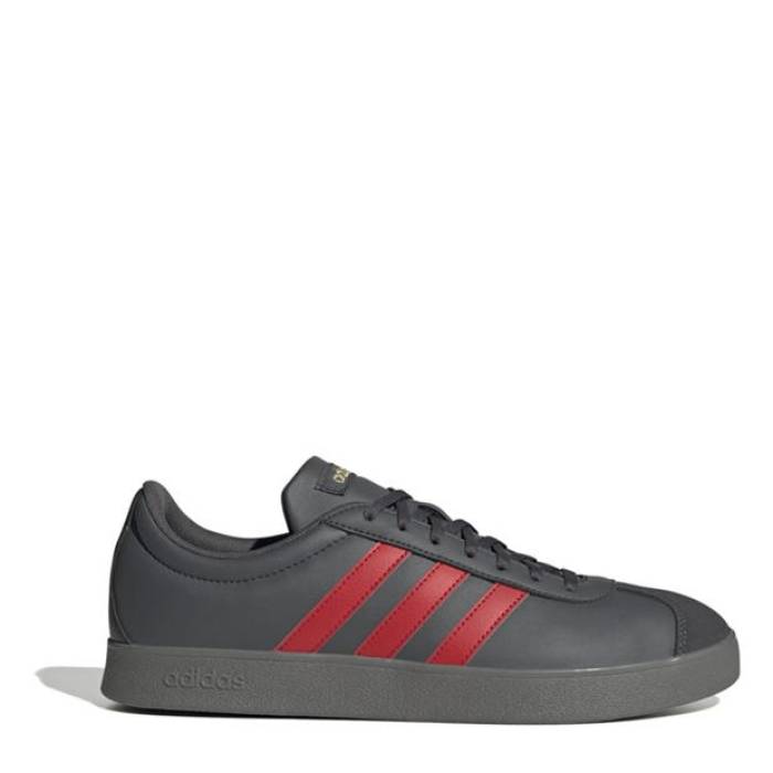 アディダス Adidas 【 Vl Court Base Shoes Men Grey/Scarlet 】 厚地の外套 シューズ 運動すること靴 メンズ 薄墨色 薄墨色