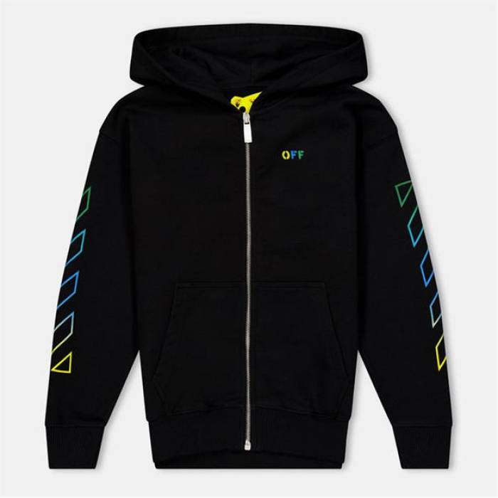 Off White 【 Kids Zip Hoodie Kids Black Multi 】 フーディー パーカー お坊っちゃん キッズ 黒いこと 黒いこと