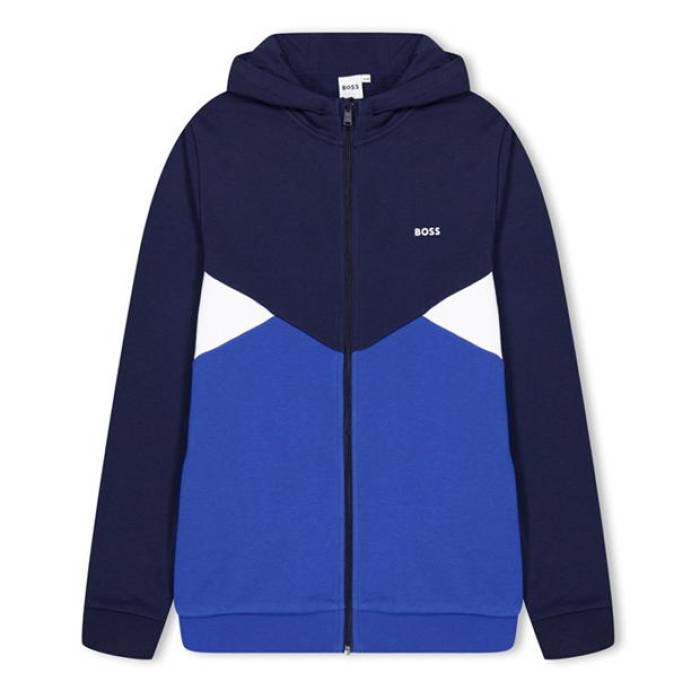 主任者 Boss 【 Kids Block Zipped Hoodie Kids Navy 849 】 フーディー パーカー お坊っちゃん キッズ 紺色 米国海軍
