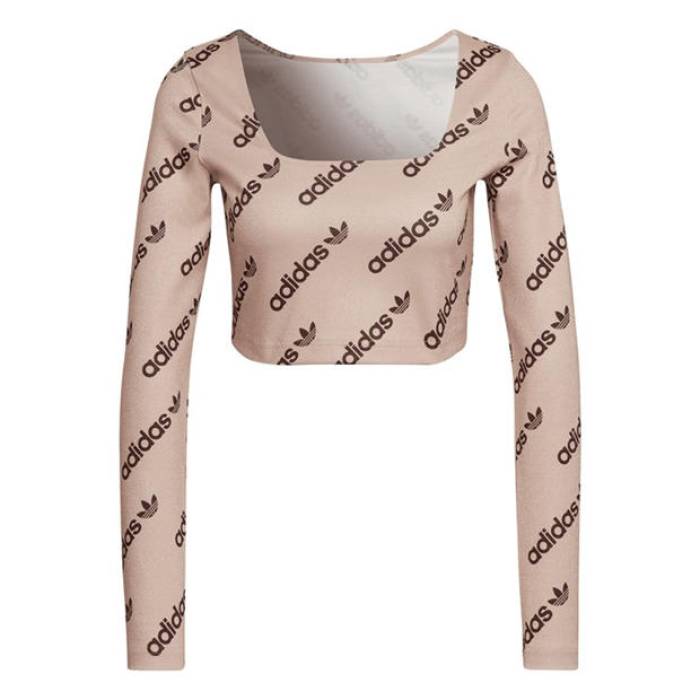 アディダス Adidas Originals 【 Long Sleeve Crop Top Women Halo Blush 】 Sleeve 衣袂 Crop クロップ レディース
