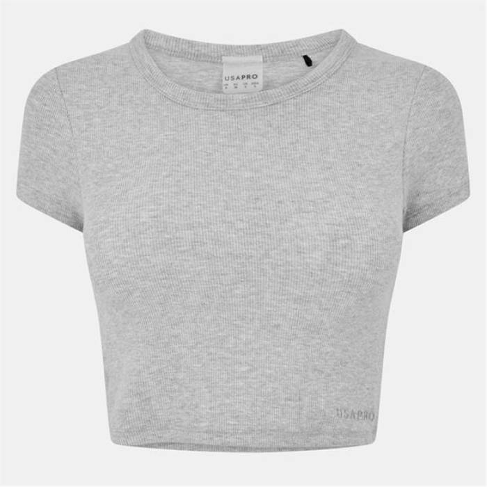 Usa Pro 【 Sophie Habboo Built-In Bra Short-Sleeve Performance Gym Top Women Grey 】 公演 レディース 薄墨色 薄墨色