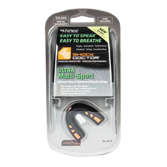 ぼうぜん自失お医者さん Shock Doctor 【 Multi-Sport Mouthguard Unisex Black/Orange 】 ユニ一発やる 黒いこと 黒いこと orange 橙・オレンジ色