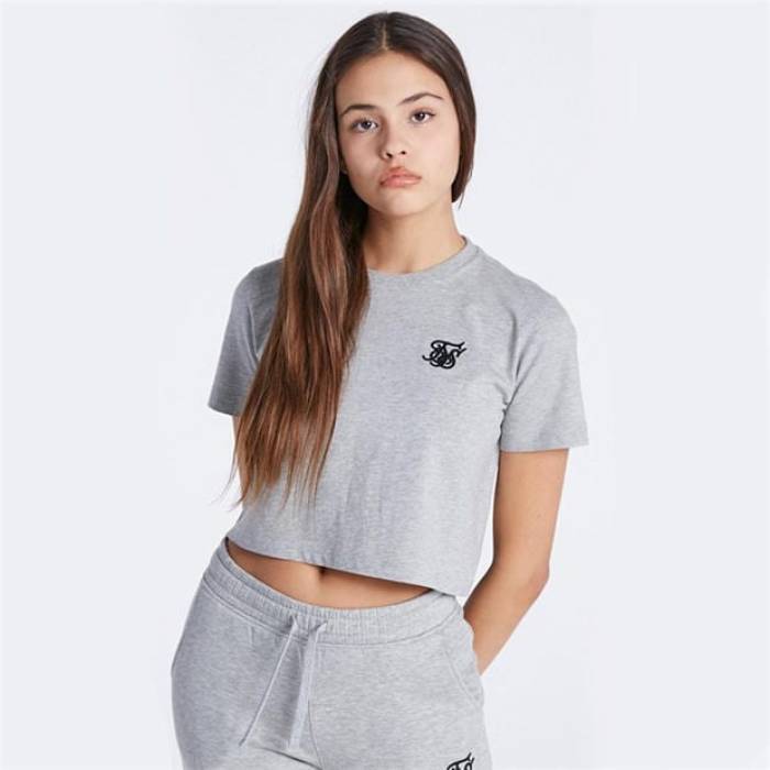 シックシルク Siksilk 【 Cropped T-Shirt Juniors Kids Grey Marl 】 プルオーバー 御坊っちゃん キッズ 薄墨色 薄墨色