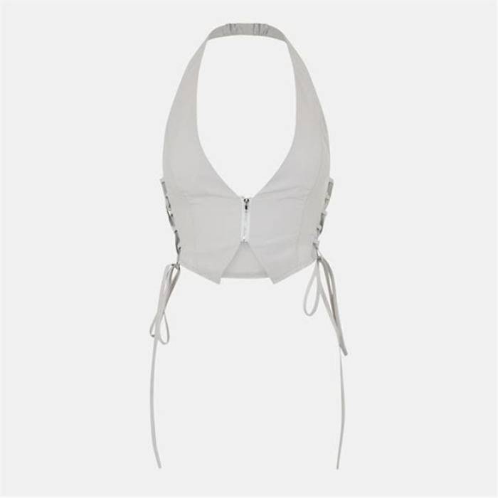 Missy Empire 【 Tie Up Halter Neck Waistcoat Womens Women Grey 】 ネクタイ ベスト ジレ レディース レディース 灰色 グレー 10,366円