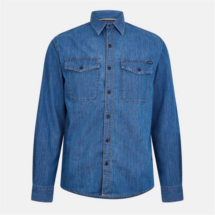 リプレイ Replay 【 Men's Long-Sleeve Denim Shirt Men Mid Blue 】 メンズ デニム メンズ ミッド 青色 ブルー|スニケス