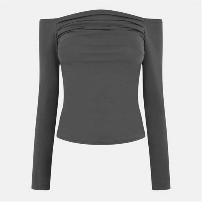 手玉 濾過性病原体 Jack Wills 【 Ruched Long-Sleeve T-Shirt Women Folkstone Grey 】 ティーシャツ レディース 薄墨色 薄墨色