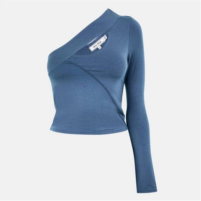 ジャック ウィルス Jack Wills 【 Jw Asymmetrical Cut-Out Long-Sleeve T-Shirt Women Storm 】 Tシャツ レディース