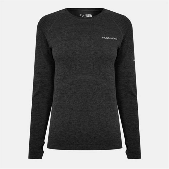 Karrimor 【 Xlite Womens Running Long Sleeve Top Women Black Marl 】 レディース Sleeve スリーブ レディース 黒色 ブラック