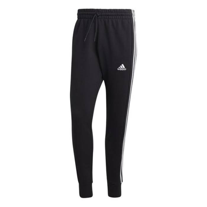 アディダス Adidas 【 Essentials French Terry Tapered Cuff 3- Stripes Joggers Men Black/White 】 ジョガーパンツ メンズ 黒いこと 黒いこと 白いこと 白いこと