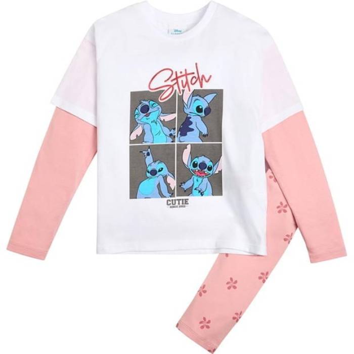 Character 【 Girls Lilo \u0026 Stitch Long Sleeve T-Shirt And Legging Set Kids Lilo \u0026 Stitch 】 Sleeve 捩り プルオーバー お坊っちゃん キッズ