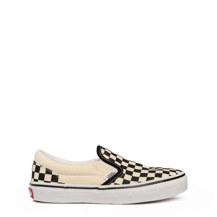 ヴァンズ Vans 【 Check Slip-On Shoes Juniors Kids Black/White 】 slip-on スリッポン シューズ 運動靴 ジュニア キッズ 黒色 ブラック 白色 ホワイト